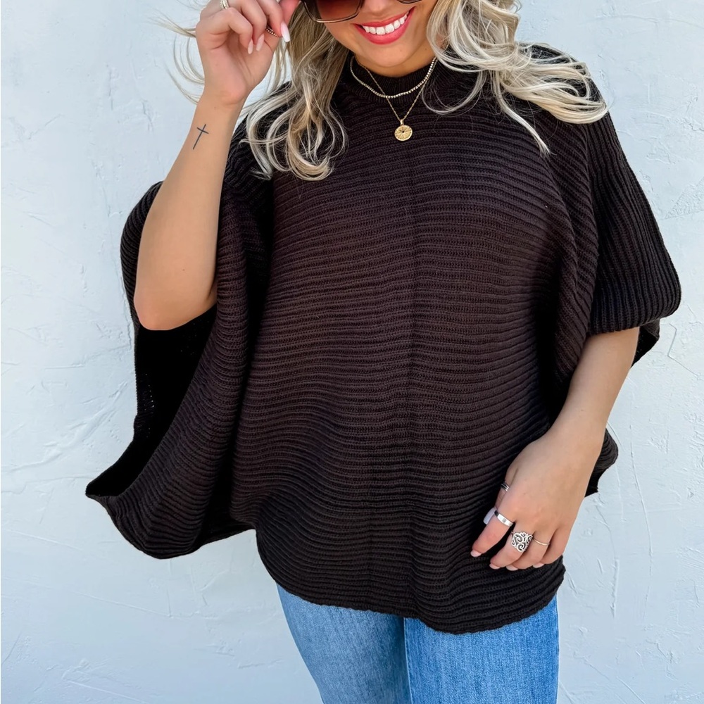 Meg Pullover Poncho-Brown